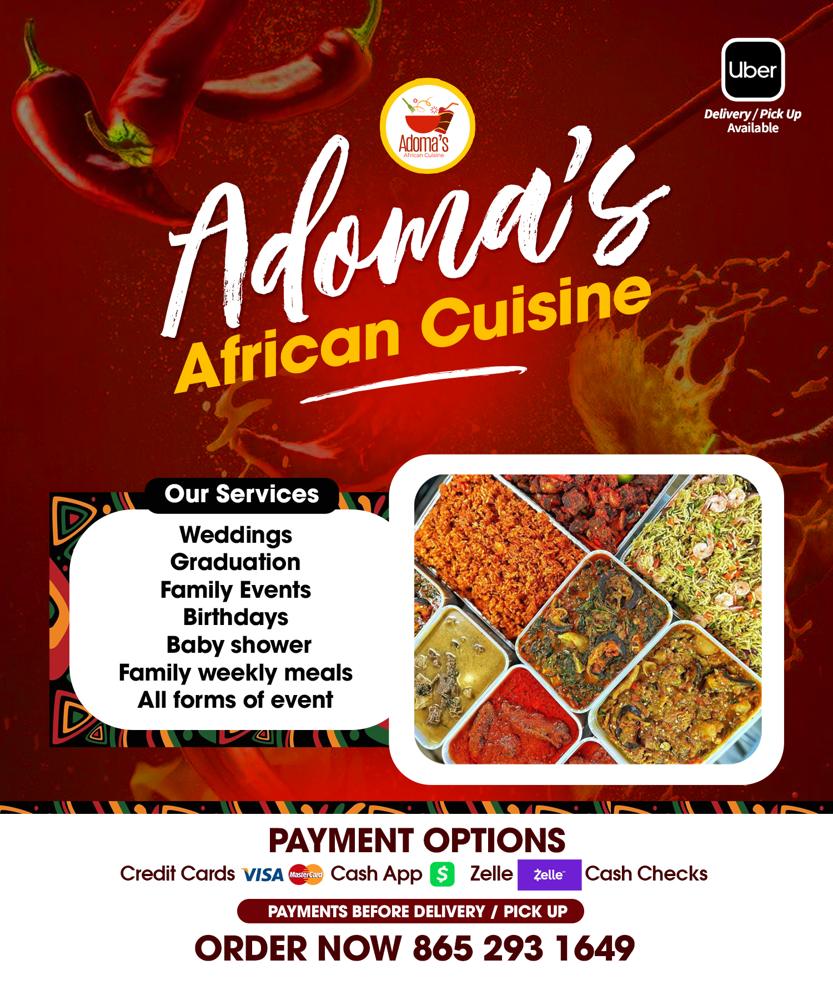 Adoma's African Cuisine branding and flyer design